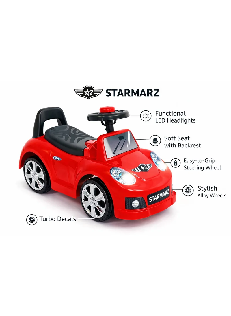 Starmarz StarMarz Mini Rider Push Car with Light & Music – Premium Ride-On Baby Walker with Steering Wheel, Backrest & Storage – Kids 1–5 Years, Red